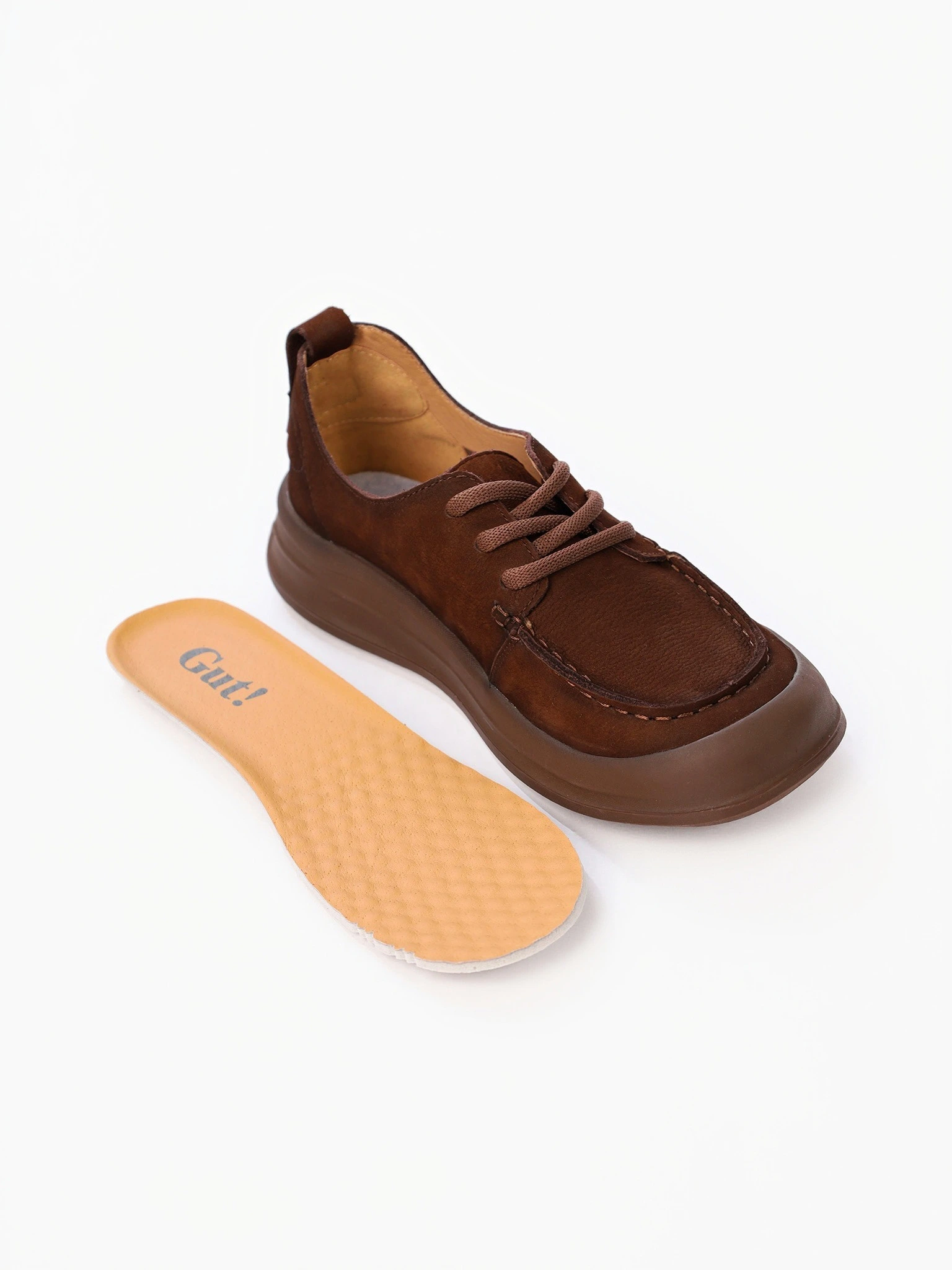 Лоферы темно-коричневого цвета из натурального нубука на низкой подошве